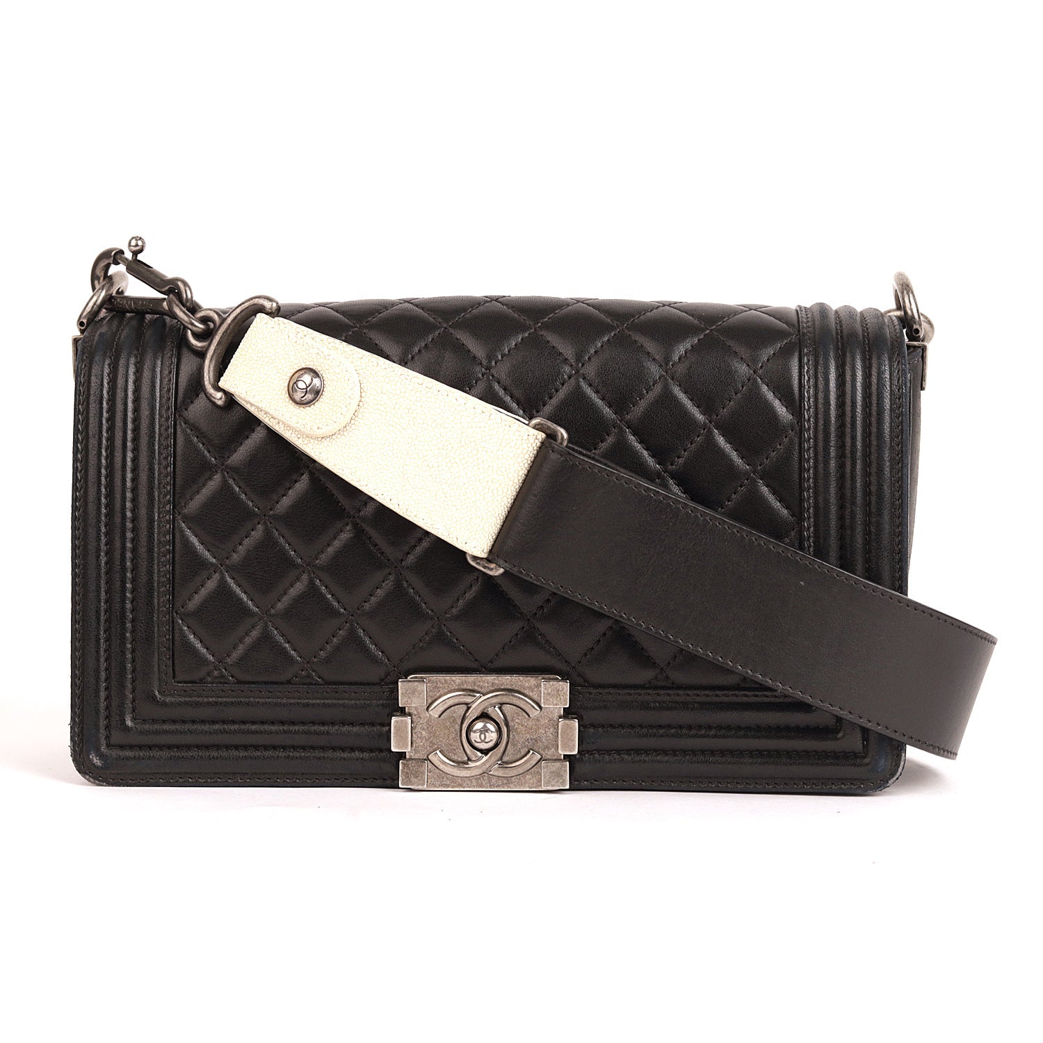 Chanel Boy Bag Medium Quilted Wild Stitched Leather