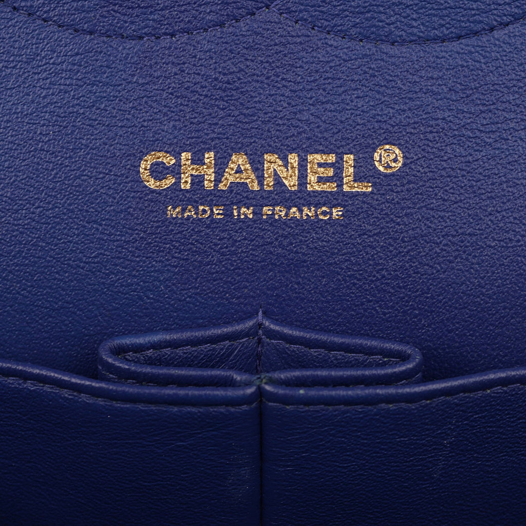 Chanel Blue Quilted Leather Classic Jumbo Double Flap Bag