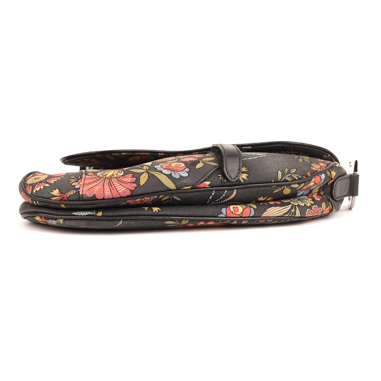 Christian Dior Saddle Vintage Floral Print Canvas Leather Bag