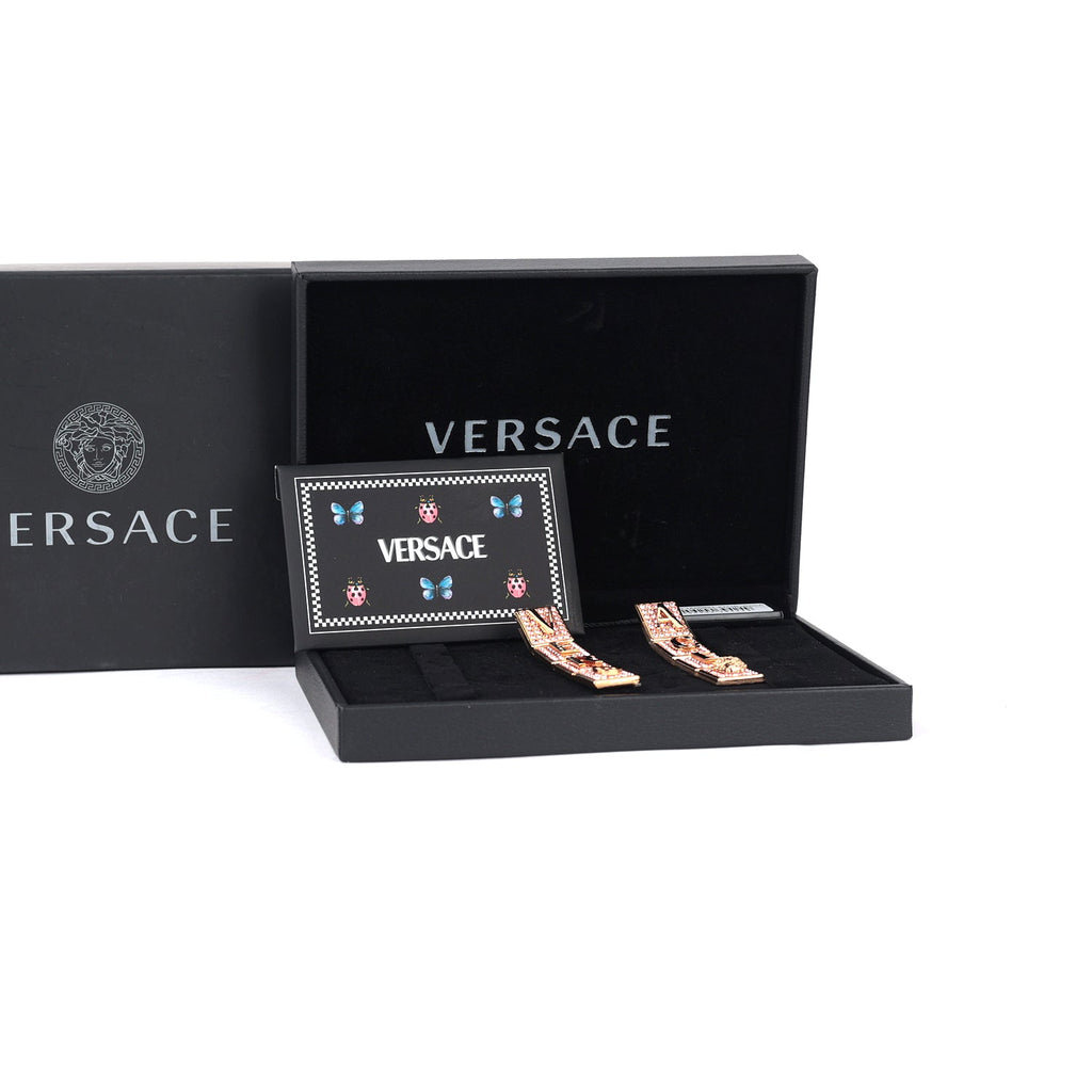 Versace Natural Logo Crystal-embellished Earrings